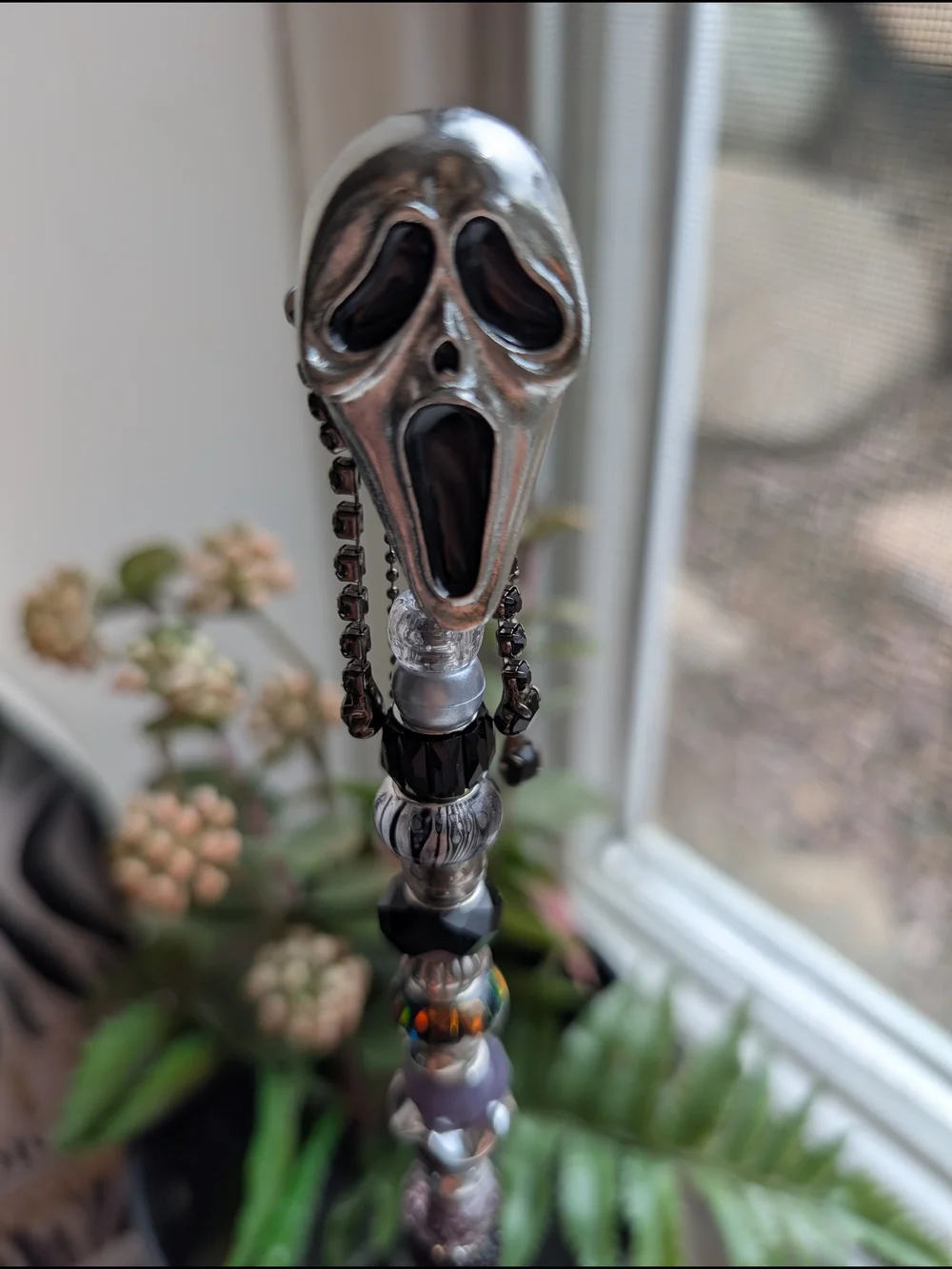 Hand Made Fairy Wand/Plant/Garden Stake W/Ghost Face Topper 💀
